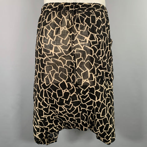 DAMIR DOMA Taille XL Short Entrejambe Bas Mélange Laine Vierge Noir Beige Imprimé Abstrait