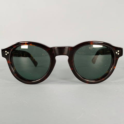 LESCA Brown Black Tortoiseshell Acetate Sunglasses