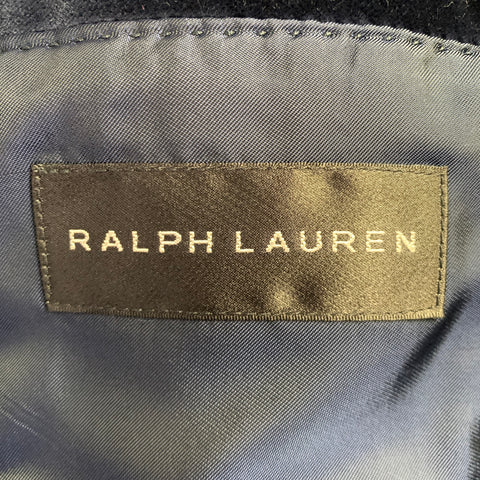 RALPH LAUREN Size 38 Regular Navy Cotton Velvet Peak Lapel Sport Coat