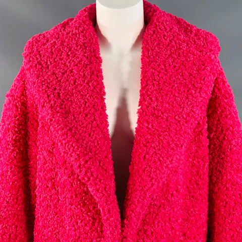 ALICE + OLIVIA Size XS Fuchsia Pink Polyester Faux Fur Shawl Collar Teddy Coat