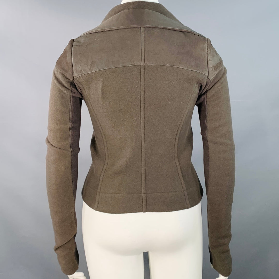 RICK OWENS Size 10 Brown Virgin Wool Blend Lambskin Zip Up Jacket