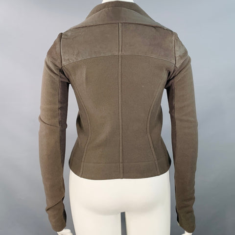 RICK OWENS Size 10 Brown Virgin Wool Blend Lambskin Zip Up Jacket