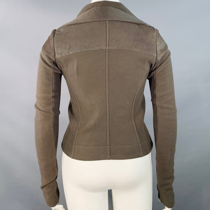 RICK OWENS Size 10 Brown Virgin Wool Blend Lambskin Zip Up Jacket