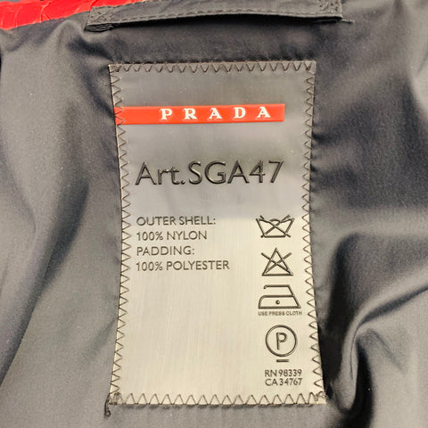 PRADA Size 42 Red Quilted Nylon Zip Up Jacket