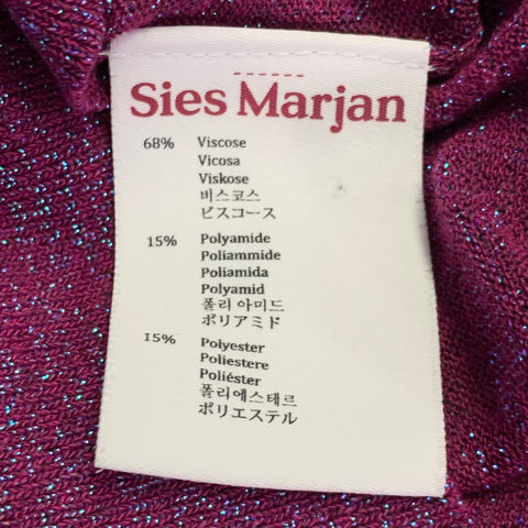 SIES MARJAN Size S Magenta Viscose Blend Metallic Crew Neck Pullover
