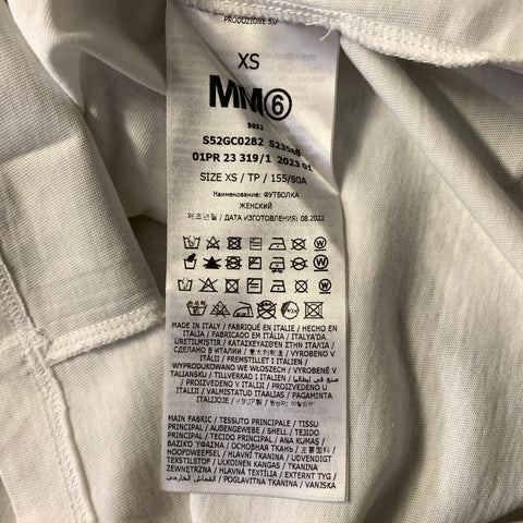 MM6 MAISON MARGIELA Size XS Silver White Cotton Metallic T Shirt Womens