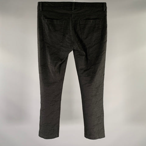 ANN DEMEULEMEESTER Size 33 Black Linen Cotton Trouser Cut Casual Pants