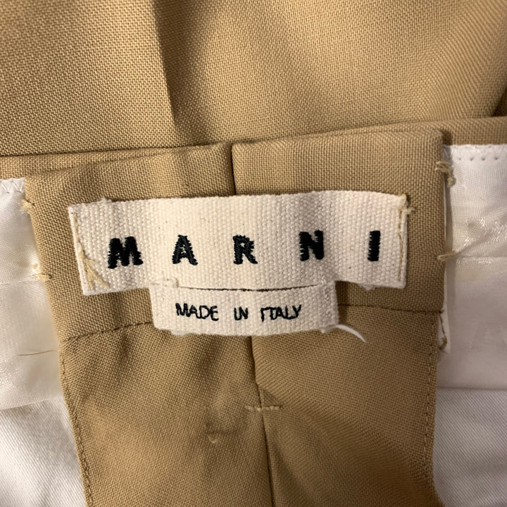 MARNI Size 32 Khaki Wool Button Fly Dress Pants