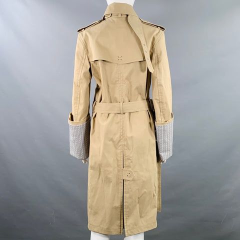 ALEXANDER WANG Spring 2014 Size 2 Runway Beige Grey Cotton Blend Logo Cutaway Trenchcoat