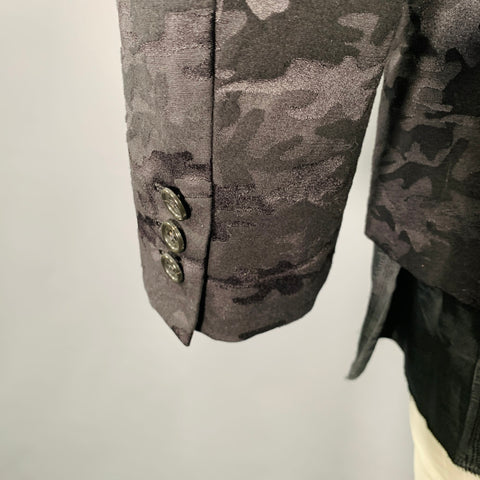COMME des GARCONS Size XL Black Jacquard Cotton Blend Camouflage Jacket