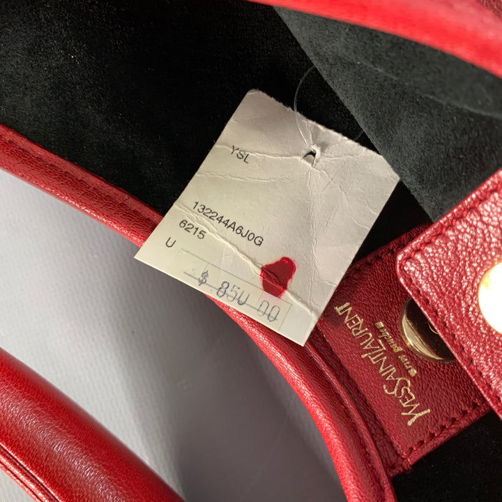 YVES SAINT LAURENT St Tropez Red Goat Leather Top Handles Hobo Handbag