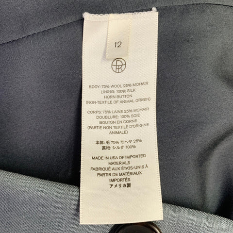 Manteau The Row gris sauge en soie à boutonnage simple, taille 12