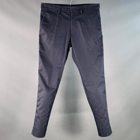 VALENTINO Size 30 Navy Beige Twill Cotton Blend Tapered Zip Fly Casual Pants