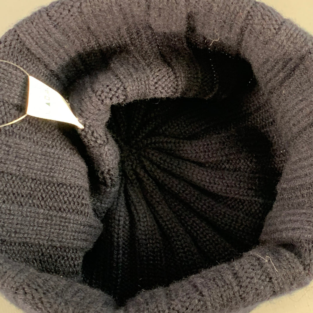 PERMANENT STYLE One Size Navy Ribbed Cashmere Beanie