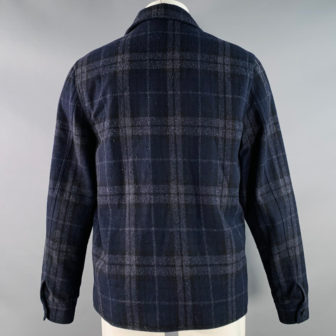 GRAYERS Size M Navy Green Wool Blend Snap Pockets Shirt Jacket