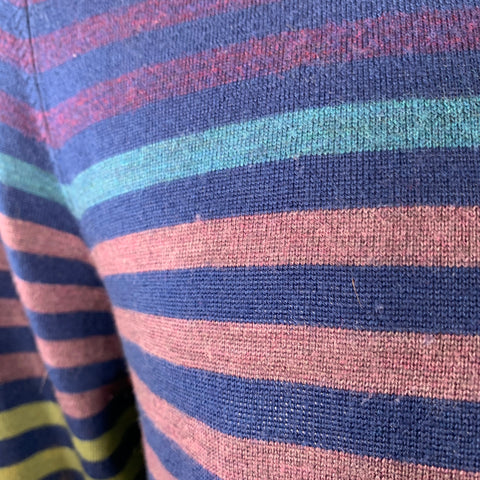 PS by PAUL SMITH Size XL Navy Multi Color Stripe Merino Wool Crew Neck Pullover