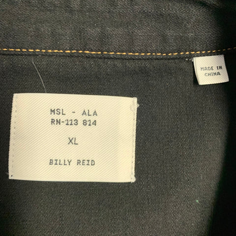 BILLY REID Size XL Shoals Black Contrast Stitch Cotton Snaps Long Sleeve Shirt