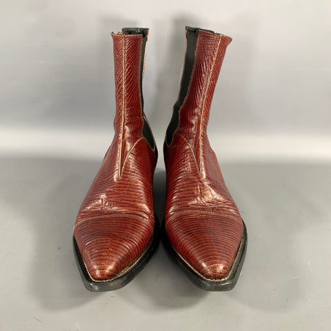 FROM THE FIRST Size 9 Brown Lizard Leather Chelsea Boots