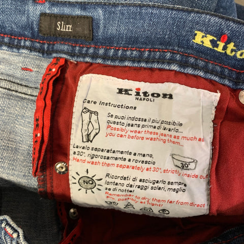 KITON Size 8 Blue Straight leg Jeans