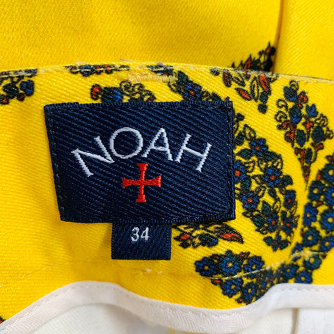 NOAH Size 34 Yellow Navy Black Paisley Cotton Zip Fly Dress Pants