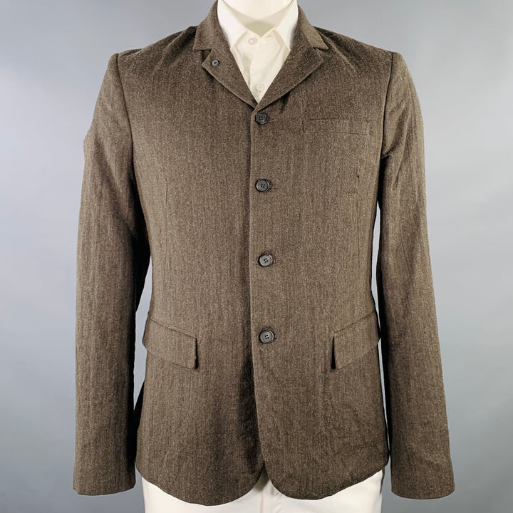 ALLSAINTS Size 42 Brown Herringbone Wool Linen Jacket