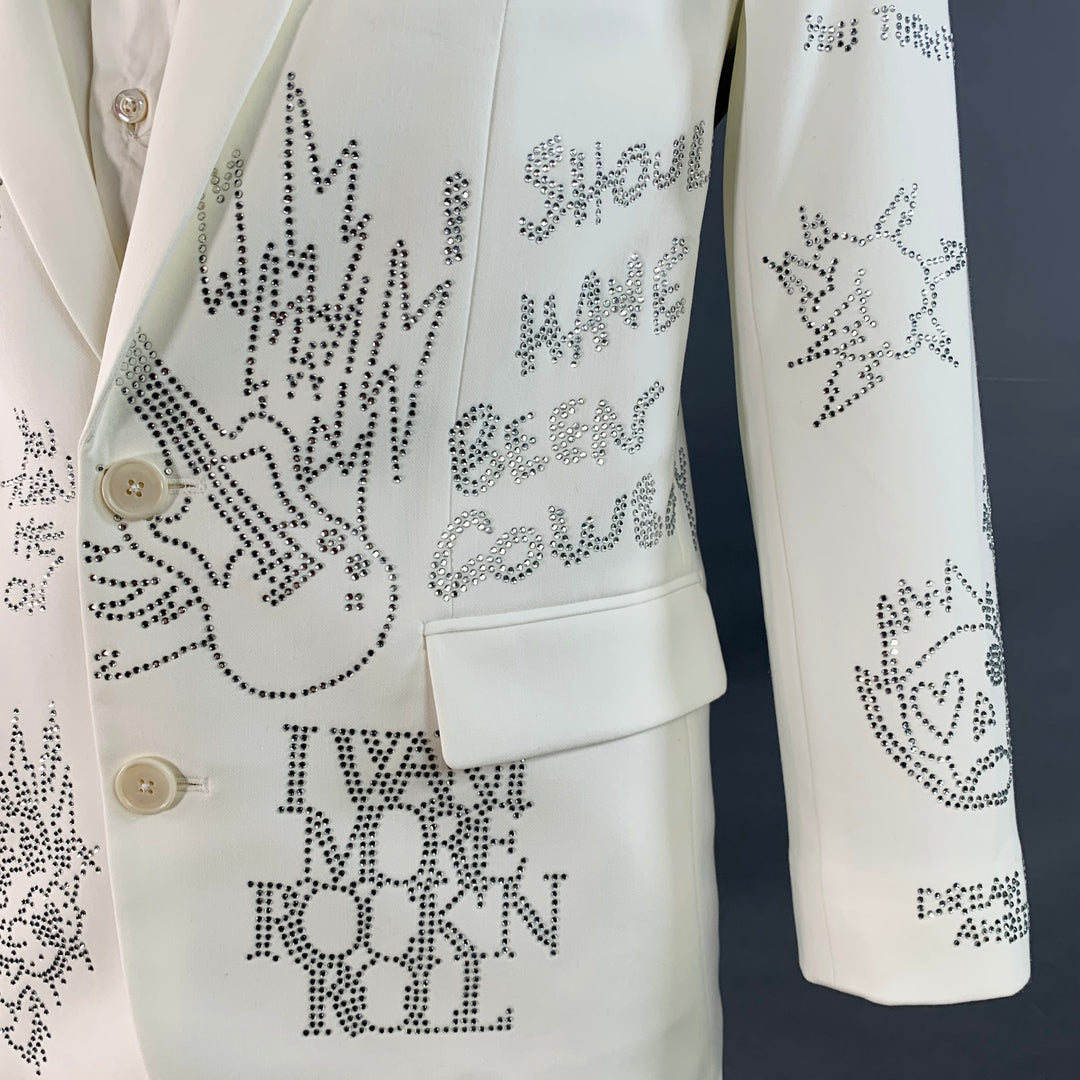 ZADIG & VOLTAIRE Size 42 Viva Strass Beige Studded Polyester Blend Peak Lapel Sport Coat