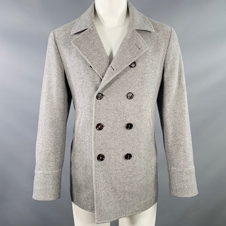 BRUNELLO CUCINELLI Size 38 Grey Herringbone Wool Cashmere Coat