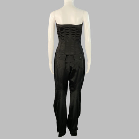 DOLCE & GABBANA KIM Size 4 Black White Acetate Blend Strapless Cargo Jumpsuit