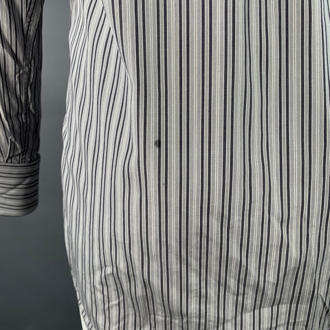 GUCCI Size S Grey Charcoal White Stripe Cotton French Cuffs Long Sleeve Shirt