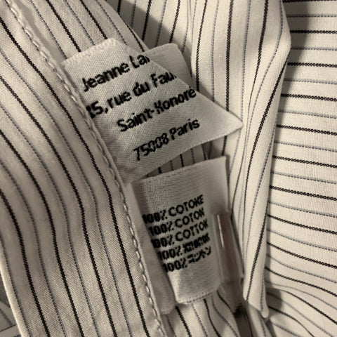 LANVIN Size S Light Blue Grey Black Stripe Cotton Spread Collar Shirt