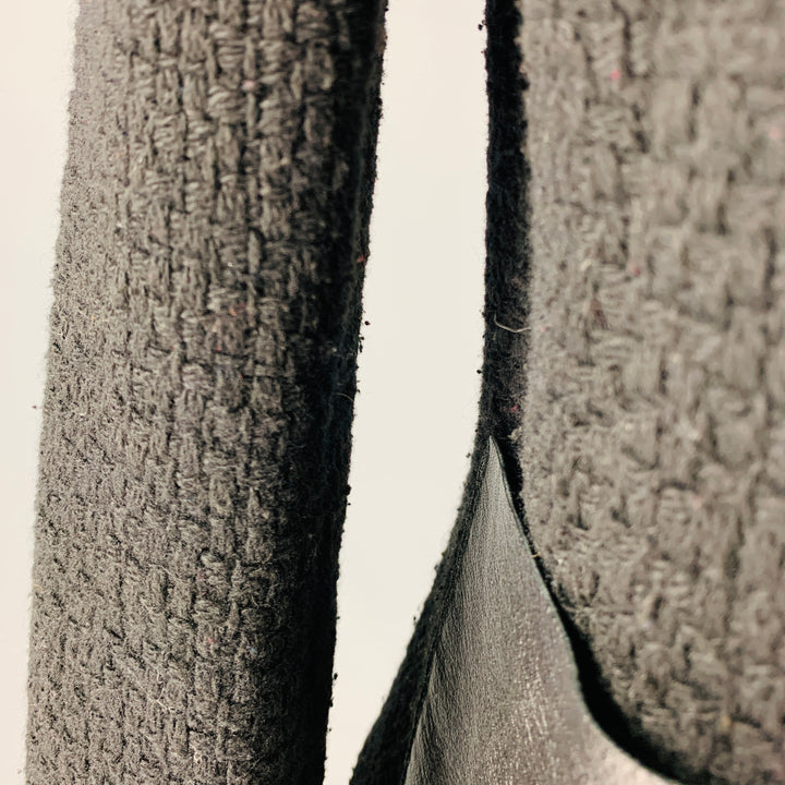 VINCE Taille 6 Veste zippée en faux cuir mélangé de laine noire