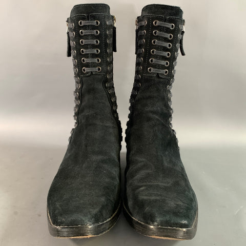 HAIDER ACKERMANN FW2016 Size 9 Black Suede Zippers Boots