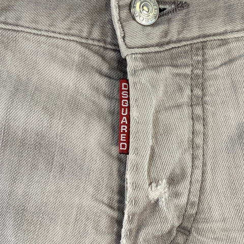 DSQUARED2 Size 36 Grey Distressed Cotton Blend Slim Cut Jeans