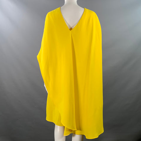 CALVIN KLEIN 205W39NYC Size 2 Yellow Silk Wool Layered Poncho Dress