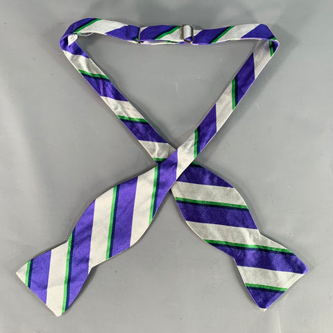 BEAU TIES LTD. Purple Silver Diagonal Stripe Silk Bow Tie
