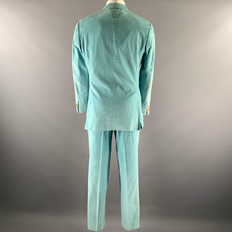 ETRO Size 38 Light Blue Corduroy Cotton Storm Collar Suit