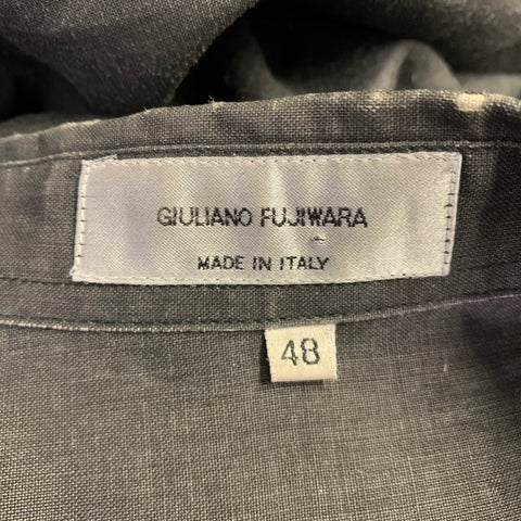 GIULIANO FUJIWARA Size S Grey Black Distressed Cotton Blend Long Sleeve Shirt