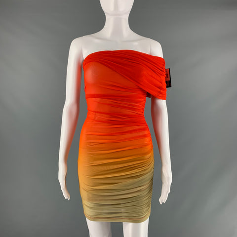 MUGLER Size 2 Orange Yellow Polyamide Blend Ombre Body-Con Mini Cocktail Dress