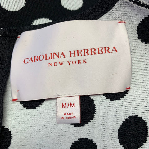CAROLINA HERRERA Size M Black White Viscose Elastane Polka Dot Cocktail Dress
