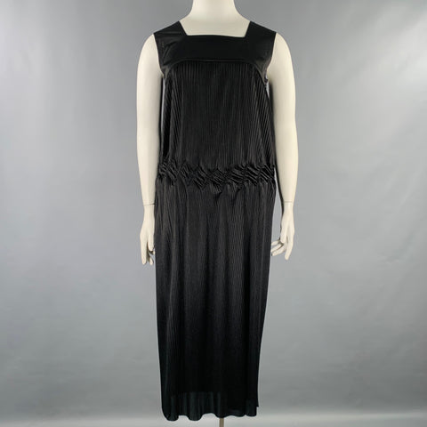 COMME des GARCONS Size L Black Polyester Pleated Sleeveless Long Dress