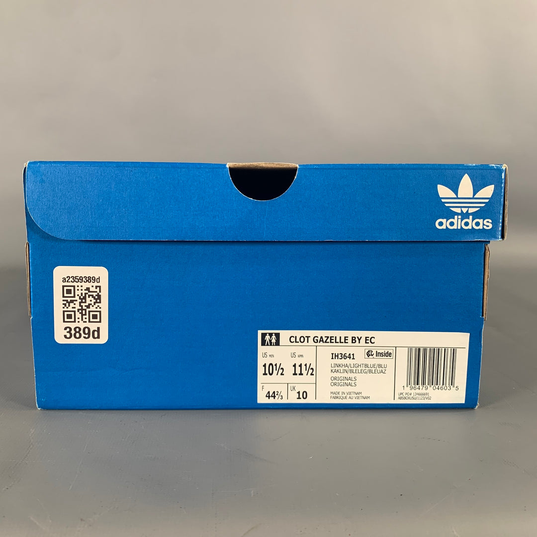 ADIDAS Size 10.5 Khaki Blue Mixed Patterns Mixed Fabrics Yacht Sneakers