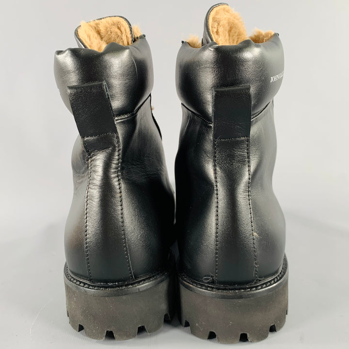 JOHN GALLIANO Size 10 Black Leather Lace-Up Boots