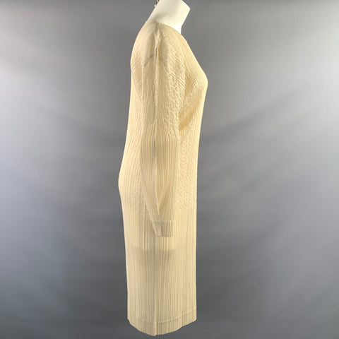 PLEATS PLEASE by ISSEY MIYAKE Size M Cream Polyester Pleated Maxi Dress