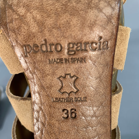 PEDRO GARCIA Size 6 Gold Tan Suede Strappy Sandals