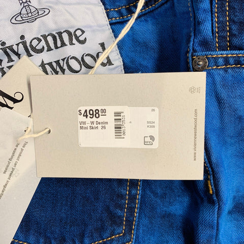 VIVIENNE WESTWOOD Size 26 Blue Denim Dyed Mini Skirt