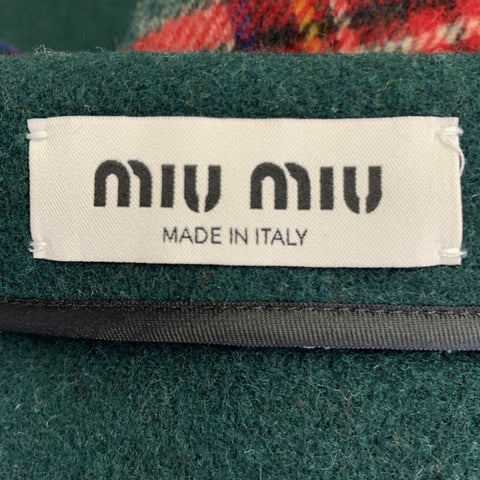 MIU MIU Size 4 Multi-Color Wool Plaid Mini Skirt