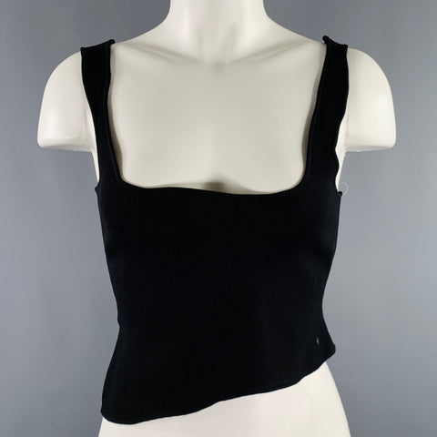 CHRISTOPHER ESBER Size S -Encircled Edge- Black Viscose Blend Ribbed Crop Top
