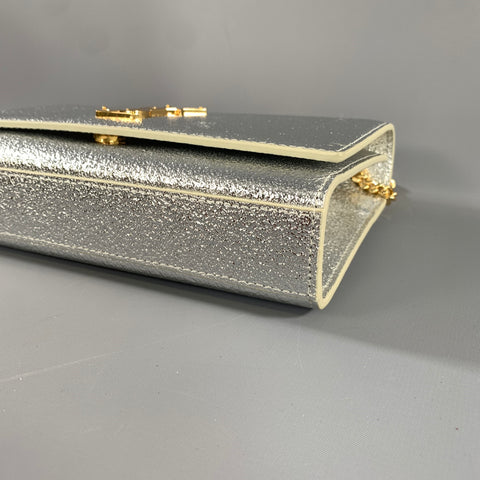 YSL Silver Gold 657228 Metallic Leather Cross Body Bag