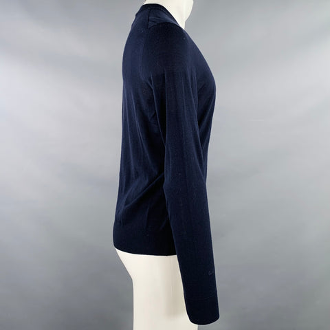 PAUL SMITH Size M Navy Knit Merino Wool V-Neck Pullover