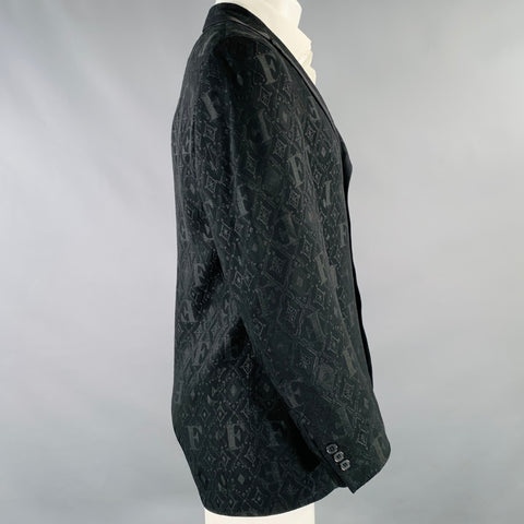 GIANFRANCO FERRE Size 36 Black Jacquard Viscose Blend Sport Coat